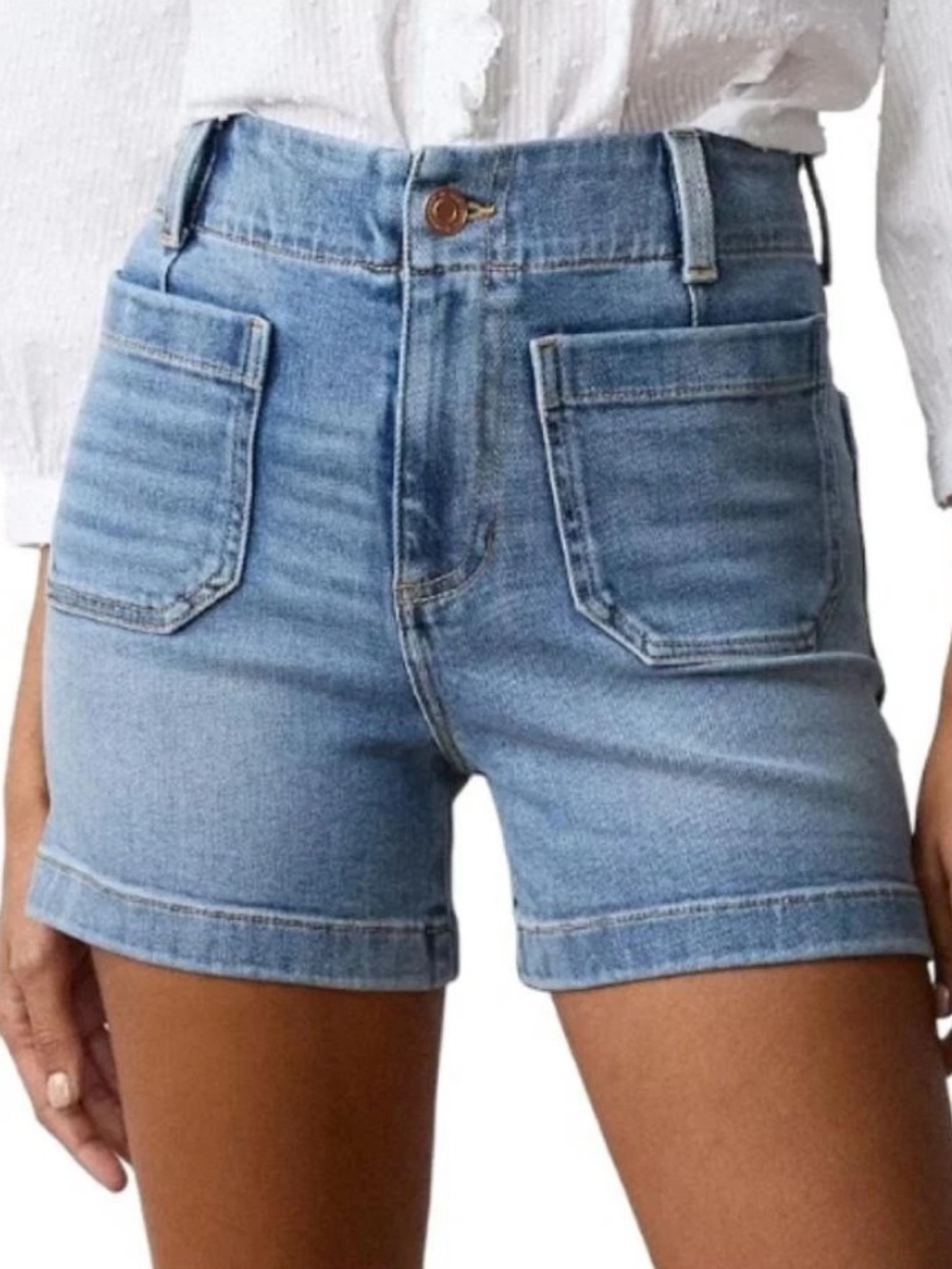 LC Lauren Conrad Boho Super High Rise Patch Pocket Denim Shorts Size 16